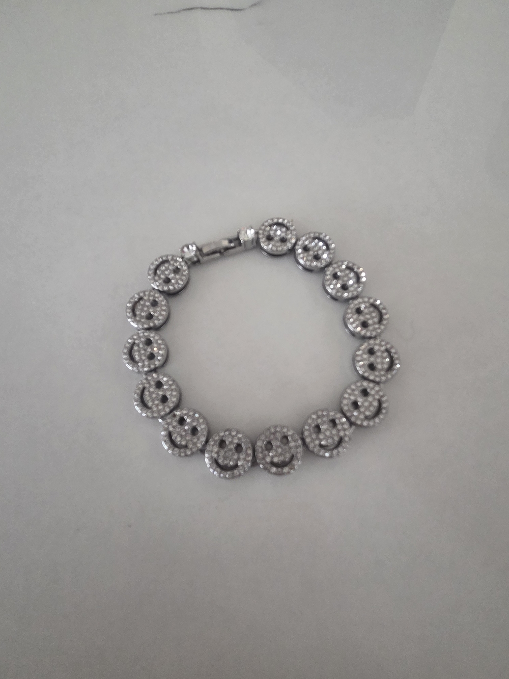 Silver Smiley Face Crystal Bracelet - Women Jewelry